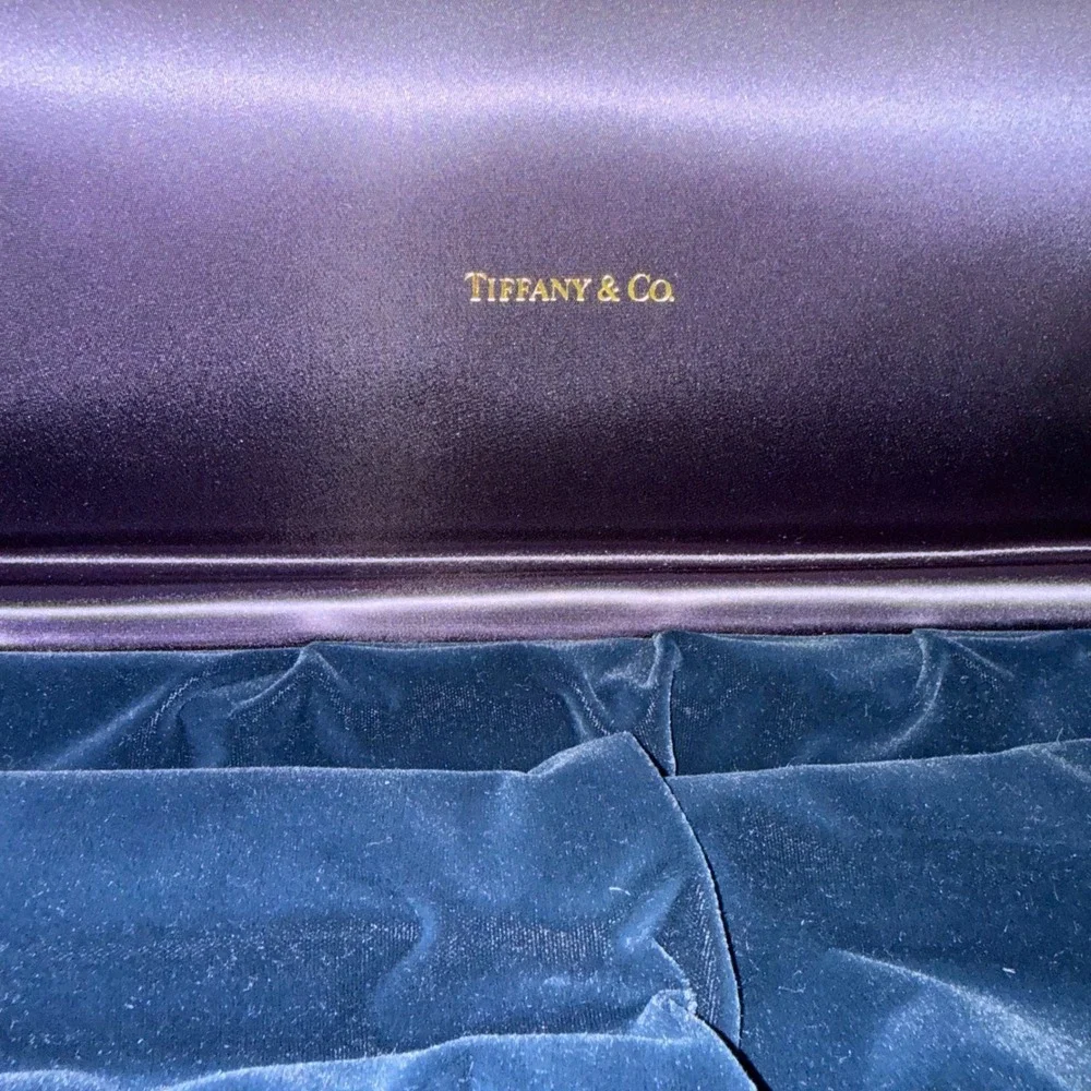 Tiffany & Co Navy Blue Velvet Flatware Jewelry Presentation Box Purple Satin